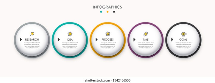 Vector Infographic label design template with icons and 5 options or steps.  Can be used for process diagram, presentations, workflow layout, banner, flow chart, info graph.