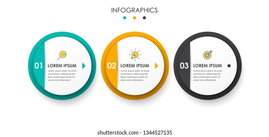 Vector Infographic label design template with icons and 3 options or steps.  Can be used for process diagram, presentations, workflow layout, banner, flow chart, info graph.