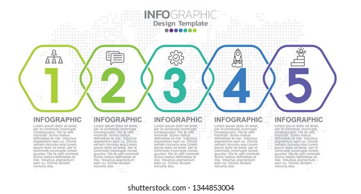 Vector Infographic label design template with icons and 5 options or steps.