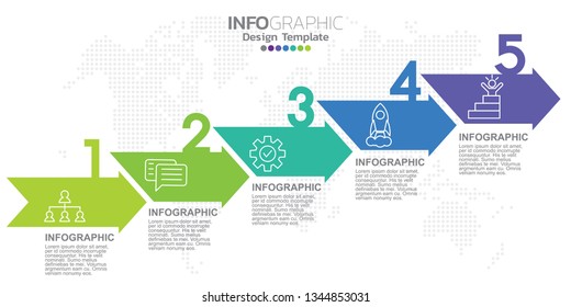 Vector Infographic label design template with icons and 5 options or steps.