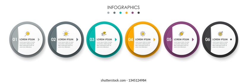 Vector Infographic label design template with icons and 6 options or steps.  Can be used for process diagram, presentations, workflow layout, banner, flow chart, info graph.