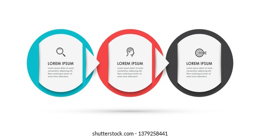 Vector Infographic label design template with icons and 3 options or steps.  Can be used for process diagram, presentations, workflow layout, banner, flow chart, info graph.