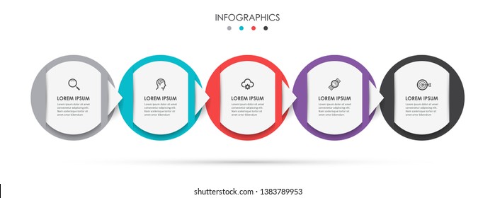 Vector Infographic label design template with icons and 5 options or steps.  Can be used for process diagram, presentations, workflow layout, banner, flow chart, info graph.