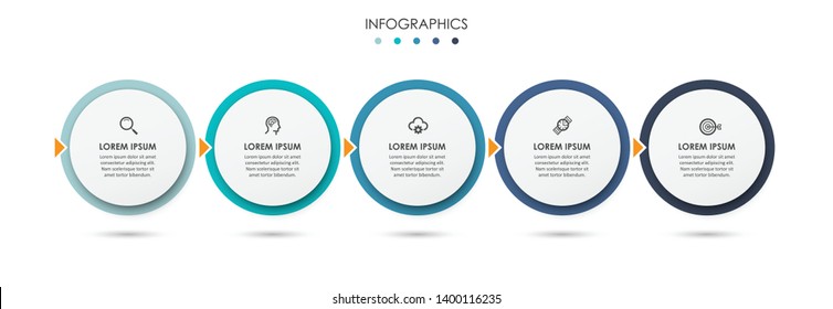 Vector Infographic label design template with icons and 5 options or steps.  Can be used for process diagram, presentations, workflow layout, banner, flow chart, info graph.