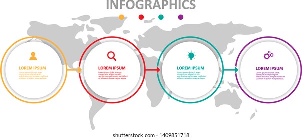 Vector Infographic label design template with icons and 4 options or steps. Can be used for process diagram, presentations, workflow layout, banner, flow chart, info