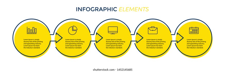 Vector Infographic label design template with icons and 5 options or steps. Can be used for process diagram, presentations, workflow layout, banner, flow chart, info graph - Vector