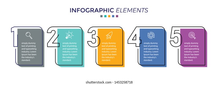 Vector Infographic label design template with icons and 5 options or steps. Can be used for process diagram, presentations, workflow layout, banner, flow chart, info graph - Vector