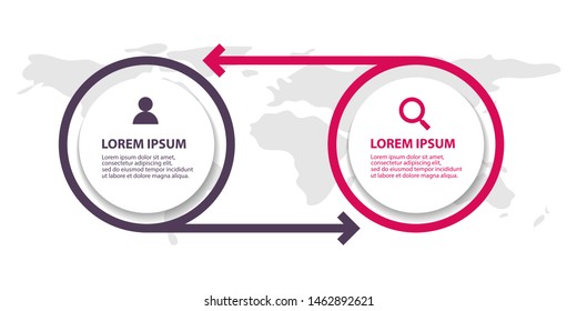 Vector Infographic label design template with icons and 2 options or steps. Can be used for process diagram, presentations, workflow layout, banner, flow chart, info
