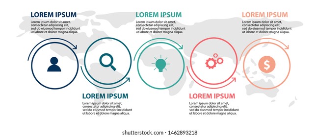 Vector Infographic label design template with icons and 5 options or steps. Can be used for process diagram, presentations, workflow layout, banner, flow chart, info