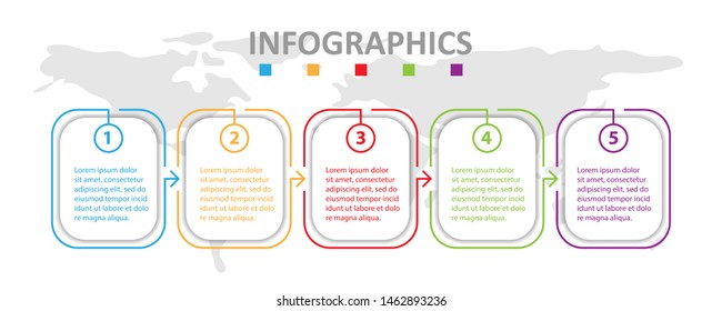 Vector Infographic label design template with icons and 5 options or steps. Can be used for process diagram, presentations, workflow layout, banner, flow chart, info
