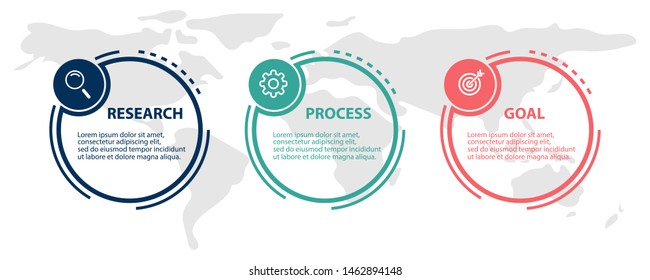 Vector Infographic label design template with icons and 3 options or steps. Can be used for process diagram, presentations, workflow layout, banner, flow chart, info