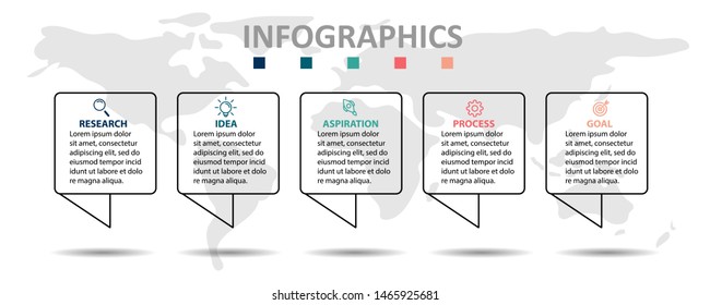Vector Infographic label design template with icons and 5 options or steps. Can be used for process diagram, presentations, workflow layout, banner, flow chart, info