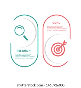 Vector Infographic label design template with icons and 2 options or steps. Can be used for process diagram, presentations, workflow layout, banner, flow chart, info
