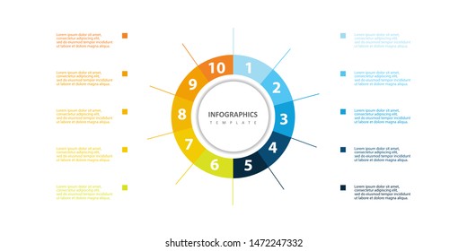 Vector Infographic label design template with icons and 10 options or steps. Can be used for process diagram, presentations, workflow layout, banner, flow chart, info
