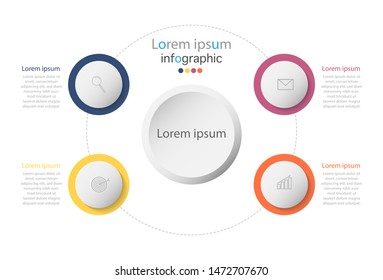 Vector Infographic label design template with icons and 4 options or steps.