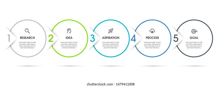 Vector Infographic label design template with icons and 5 options or steps.  Can be used for process diagram, presentations, workflow layout, banner, flow chart, info graph.