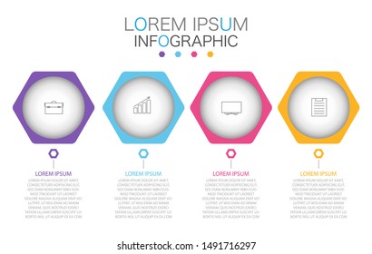 Vector Infographic label design template with icons and 4 options or steps, banner, flow chart, info graph.
