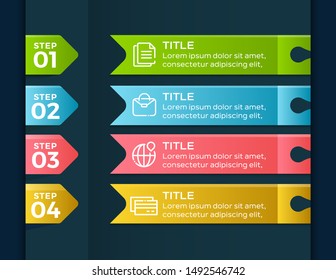 Vector Infographic label design template with icons and 4 options or steps. Vector illustration