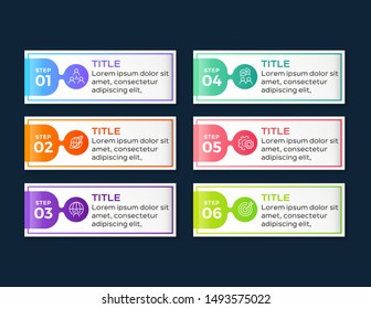 Vector Infographic label design template with icons and 6 options or steps. Vector illustration