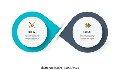 Vector Infographic label design template with icons and 2 options or steps.  Can be used for process diagram, presentations, workflow layout 