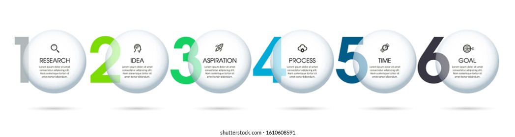 Vector Infographic label design template with icons and 6 options or steps.  Can be used for process diagram, presentations, workflow layout, banner, flow chart, info graph.