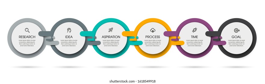 Vector Infographic label design template with icons and 6 options or steps.  Can be used for process diagram, presentations, workflow layout, banner, flow chart, info graph.