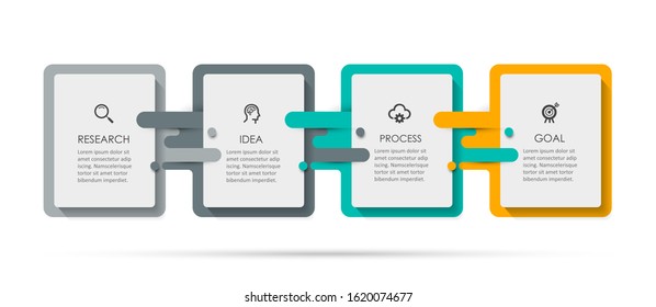 Vector Infographic label design template with icons and 4 options or steps.  Can be used for process diagram, presentations, workflow layout, banner, flow chart, info graph.