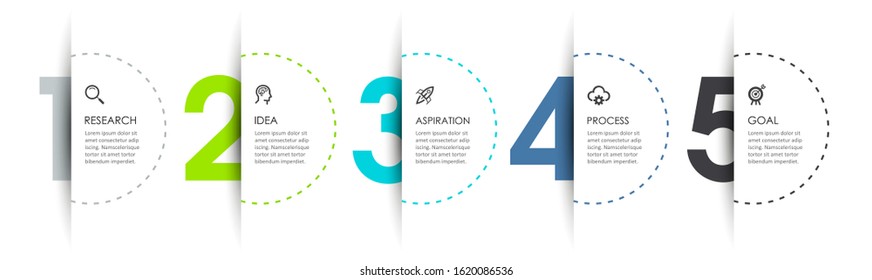 Vector Infographic label design template with icons and 5 options or steps.  Can be used for process diagram, presentations, workflow layout, banner, flow chart, info graph.