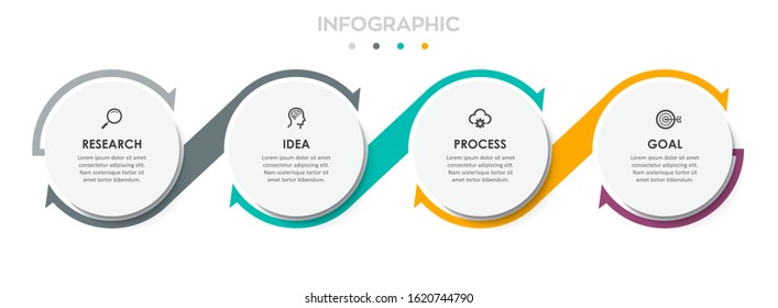 Vector Infographic label design template with icons and 4 options or steps.  Can be used for process diagram, presentations, workflow layout, banner, flow chart, info graph.