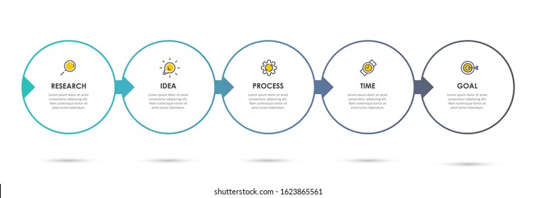 Vector Infographic label design template with icons and 5 options or steps.  Can be used for process diagram, presentations, workflow layout, banner, flow chart, info graph.