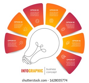 Vector Infographic label design template with icons and 7 options or steps.  Can be used for process diagram, presentations, workflow layout, banner, flow chart, info graph.