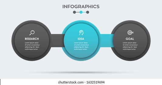 Vector Infographic label design template with icons and 3 options or steps.