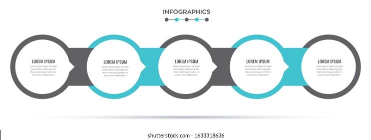 Vector Infographic label design template with 5 options or steps.  Can be used for process diagram, presentations, workflow layout, banner, flow chart, info graph.
