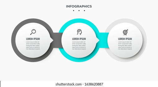 Vector Infographic label design template with icons and 3 options or steps.  Can be used for process diagram, presentations, workflow layout, banner, flow chart, info graph.