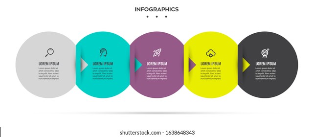 Vector Infographic label design template with icons and 5 options or steps.  Can be used for process diagram, presentations, workflow layout, banner, flow chart, info graph.