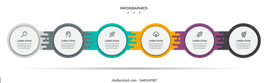 Vector Infographic label design template with icons and 6 options or steps. Can be used for process diagram, presentations, workflow layout, banner, flow chart, info graph.