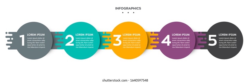 Vector Infographic label design template with 5 options or steps. Can be used for process diagram, presentations, workflow layout, banner, flow chart, info graph.