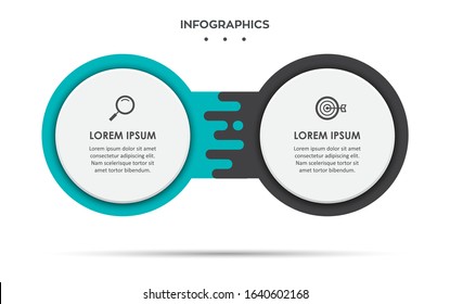 Vector Infographic label design template with icons and 2 options or steps. Can be used for process diagram, presentations, workflow layout, banner, flow chart, info graph.