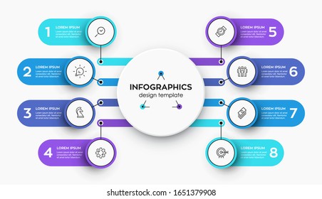 Vector Infographic label design template with icons and 8 options or steps. Can be used for process diagram, presentations, workflow layout, banner, flow chart, info graph.