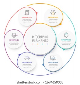 Vector Infographic label design template with icons and 6 options or steps.  Can be used for process diagram, presentations, workflow layout, banner, flow chart, info graph.