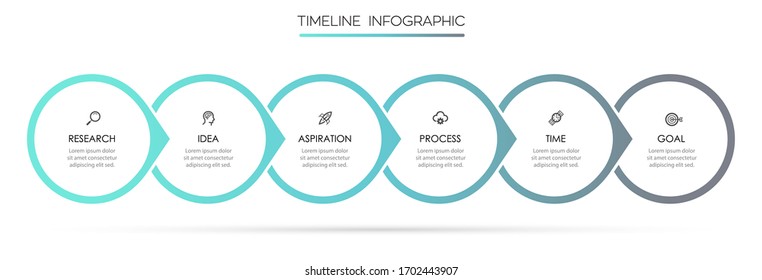 Vector Infographic Label Design Template With Icons And 6 Options Or Steps.  Can Be Used For Process Diagram, Presentations, Workflow Layout, Banner, Flow Chart, Info Graph