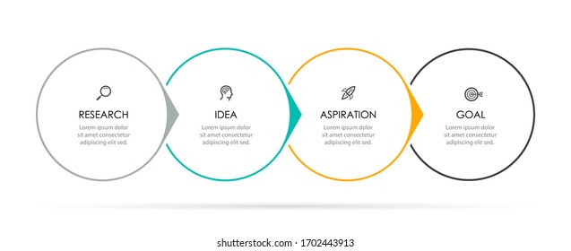 Vector Infographic label design template with icons and 4 options or steps.  Can be used for process diagram, presentations, workflow layout, banner, flow chart, info graph