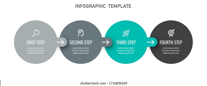 Vector Infographic label design template with icons and 4 options or steps.  Can be used for process diagram, presentations, workflow layout, banner, flow chart, info graph