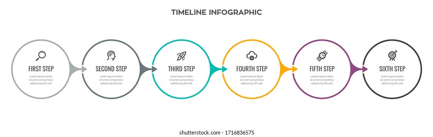 Vector Infographic label design template with icons and 6 options or steps.  Can be used for process diagram, presentations, workflow layout, banner, flow chart, info graph