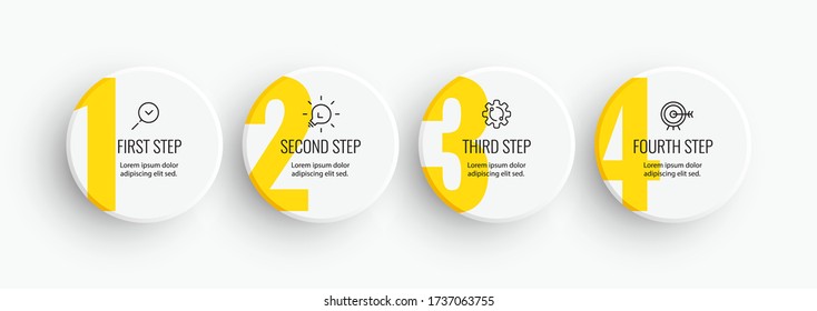 Vector Infographic label design template with icons and 4 options or steps.  Can be used for process diagram, presentations, workflow layout, banner, flow chart, info graph