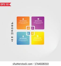 Vector Infographic label design template with icons and 4 options or steps. 01,02,03,04  number blue yellow orange purple steps rectangle or round diagram. infographic,presentations,workflow layout.