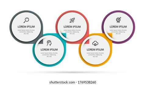 Vector Infographic label design template with icons and 5 options or steps.  Can be used for process diagram, presentations, workflow layout, banner, flow chart, info graph.