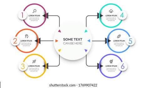 Vector Infographic label design template with icons and 6 options or steps.  Can be used for process diagram, presentations, workflow layout, banner, flow chart, info graph.