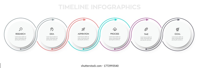 Vector Infographic label design template with icons and 6 options or steps.  Can be used for process diagram, presentations, workflow layout, banner, flow chart, info graph.