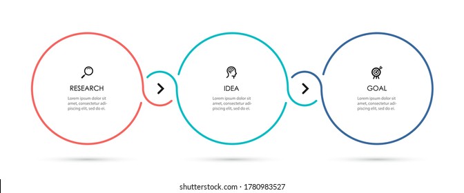 Plantilla de diseño de etiquetas de vectores Infografía con iconos y 3 opciones o pasos.  Se puede utilizar para el diagrama de procesos, presentaciones, diseño de flujo de trabajo, banner, diagrama de flujo, gráfico de información.